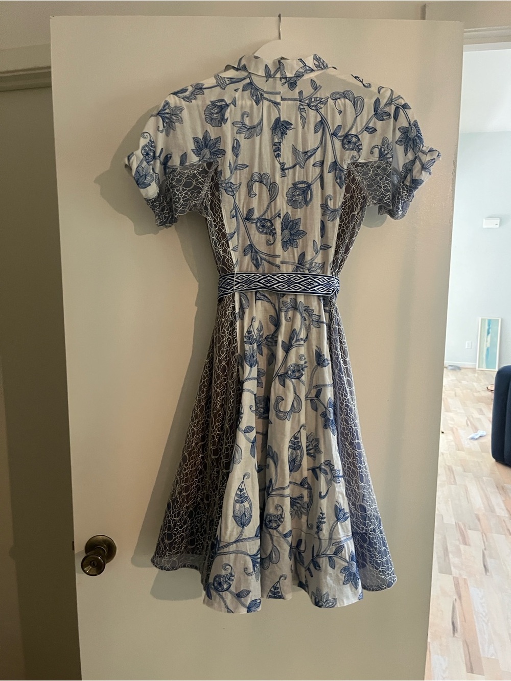Anthropologie Bequile Byron Lars midi dress floral blue white size 0 - Picture 11 of 11